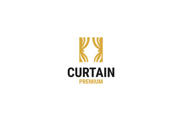 Flat creative curtain logo design vector template illustration