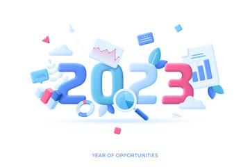 2023 Year Of Opportunities In Flat 3D Style