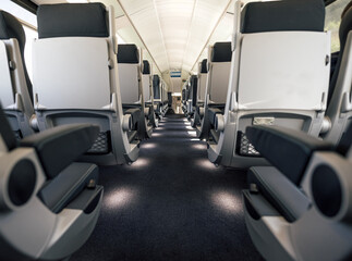 View of empty seats in modern passenger train