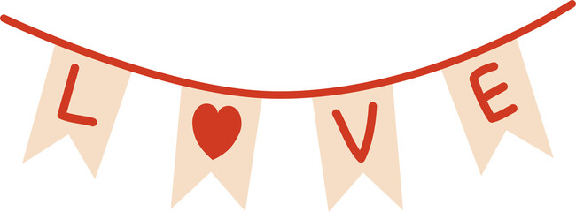 Garland with the inscription, Valentine's Day decoration