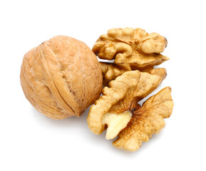 Tasty walnuts isolated on white background