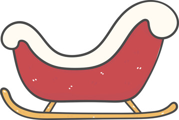 cute Christmas santa sleigh cartoon doodle hand drawn