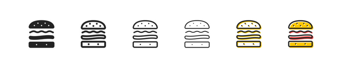 Burger line icon. Hamburger, street food, eat, meak, beefburger. Fast food concept. Line icon style. Vector line icon for Business and Advertising
