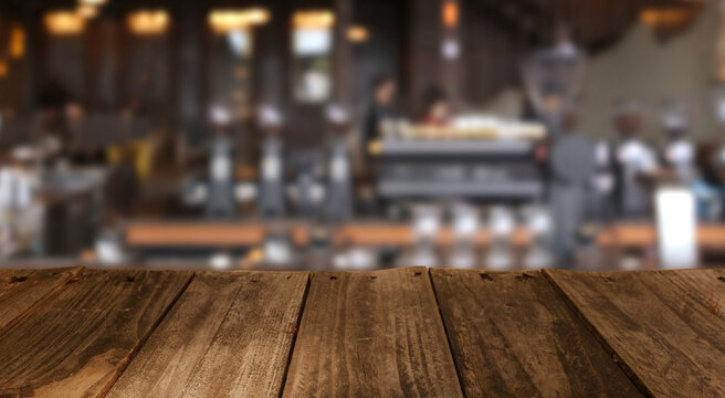 Blur coffee shop or cafe restaurant with abstract bokeh light image background. People in store Blur Background or design key visual layout