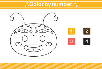 color by number of cute insect Educational game suitable for kids and preschool