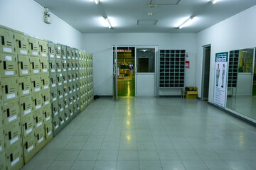 Naklejka premium The shoe locker room for workers in the manufacture.
