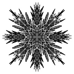 black and white snowflake mandala