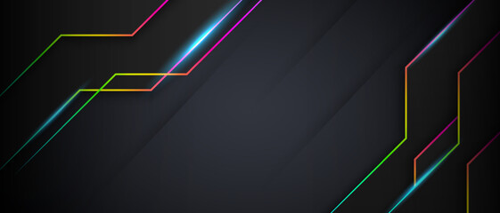 Abstract gaming banner design with spectrum line color. Vector illustration for business corporate promotion, game header social media, live streaming background © BoBloob