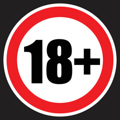 age limit of 18 years and over, sign and label vector
