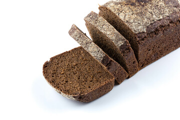 Rye bread slices isolated on white background