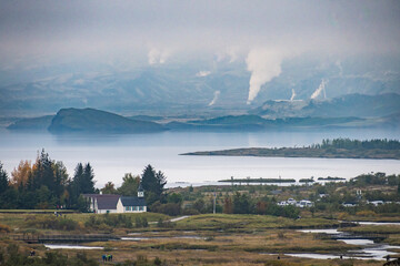 Landscape of Þingvellir National Park (Iceland)