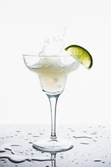 Margarita cocktail garnished with lime.