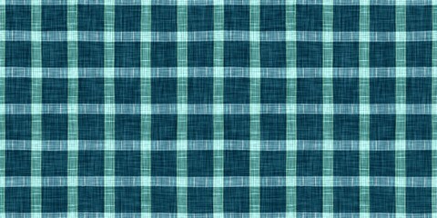  Teal rustic coastal beach house border check fabric tile. Seamless sailor flannel edging trim textile. Gingham blur rustic banner ribbon endless tape.
