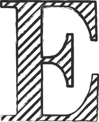 Sketch chalk style sans serif font handdrawn art. Chalked contour thin uppercase letters, filled with chalky lines. Decoration chalk dash elements for sketchy graphic or chalk board classroom design