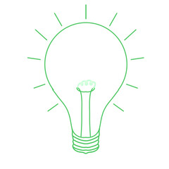 green glowing incandescent lamp, yellow, blue isolated transparent background png