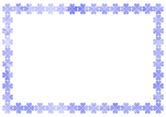 かわいいクローバーフレーム素材　水彩青