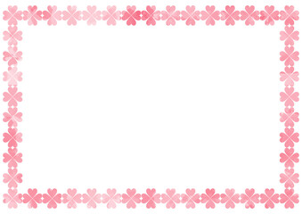かわいいクローバーフレーム素材　水彩ピンク