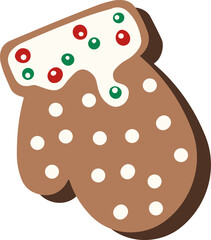 Christmas gingerbread shaped mitten figure with white icing