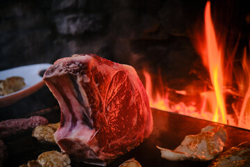 A huge grilled beef steak