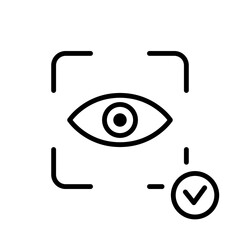 Eye Scan ID Line Icon. Vision Scanning Technology for Security Access Pictogram. Iris Recognition for Biometric Identification Sign. Retina Scanner. Editable Stroke. Isolated Vector Illustration