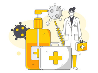 Doctor epidemic prevention and anti epidemic flat vector concept operation illustration
