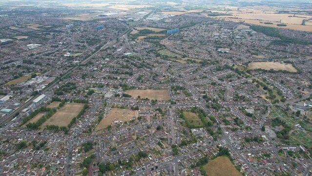 Aerial View of Luton City from High Altitude