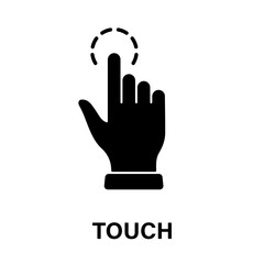 Touch Gesture, Hand Cursor for Computer Mouse Silhouette Icon. Click Press Double Tap Touch Swipe Point on Cyberspace Website Sign. Pointer Finger Black Glyph Pictogram. Isolated Vector Illustration