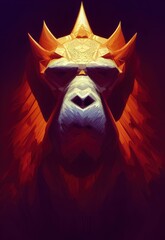 epic royal  ape monkey digital oil painting illustration arts 