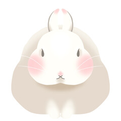 Clip art of white rabbit facing front