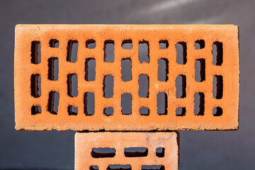 Brick, Industrial elements. Construction. Solid red clay bricks used for construction