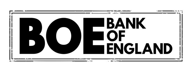 BOE Bank Of England - central bank of the United Kingdom and the model on which most modern central banks have been based, acronym text concept stamp