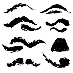 Set of abstract shapes and brush strokes.