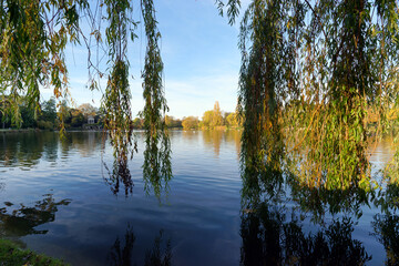 Daumesnil lake in autumn season.. Paris 12th arrondissement	