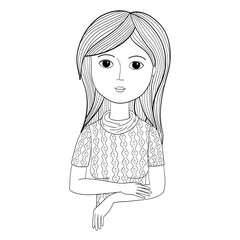 Portrait of a girl with  crossed arms in black and white colors