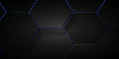 Blue background and black hexagon 