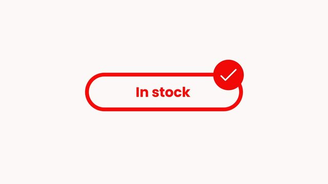 In stock text button. Luma matte with transparent background 4K resolution