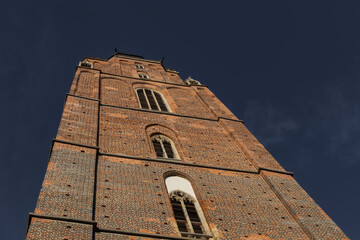 church tower on dark sky