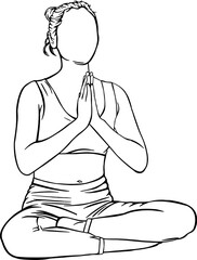 Women making yoga training, line art illustrations 