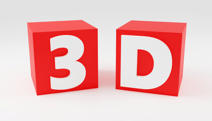 Bright red sign 3d on red cubes Minimal Concept 3D render Illustration
