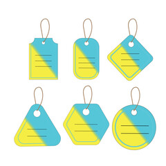 a set of tags. Price tags of various shapes. Sale.