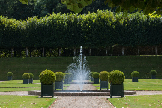 parc et jardin du Ch&acirc;teau de Villandry, c&eacute;l&egrave;bre ch&acirc;teau de la Loire en touraine en &eacute;t&eacute; 