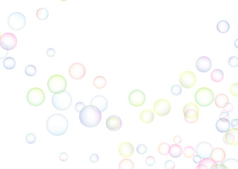 Soap bubbles randomly flew on a white background. Background design. Vector
