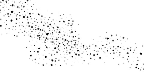Obraz premium Falling confetti stars. Black stars on a white background. Festive background. Abstract texture on a white background. Design element. Vector illustration, eps 10.