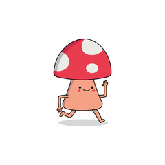 Cute mushroom cartoon character running