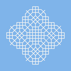 Beautiful element of the blue  ornament. Vector pattern of lines on a white background.