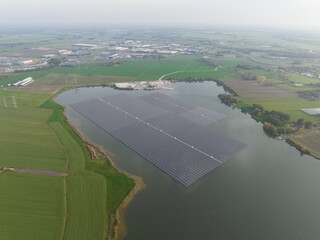 Largest floating solar park in Europe on a sand extraction lake, Bomhofsplas in Zwolle, The...