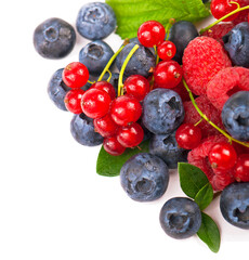 Handful of berries on a white background