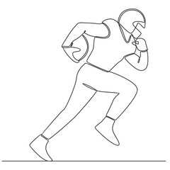 American Football player continuous line drawing vector line art