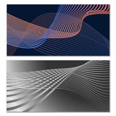 Wavy lines or ribbons. Multicolored striped gradient. Creative unusual background with abstract gradient wave lines for creating trendy banner, poster. Vector eps