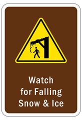 Obraz premium Falling ice and snow warning sign
